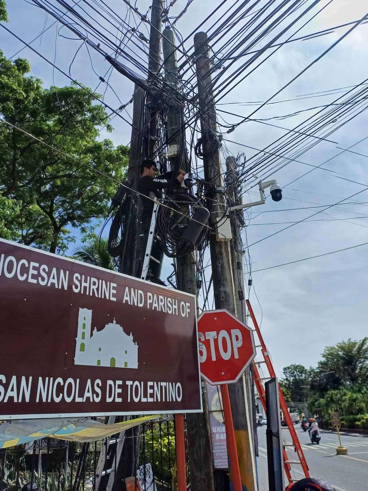 Technical team installing solar panels